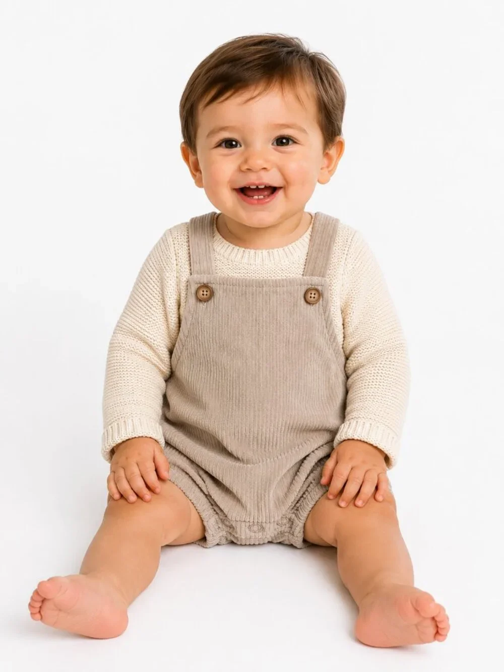 NWOT Carter's 2 Piece Jon Jon Romper Set Size 12 Months Fall Neutral Corduroy